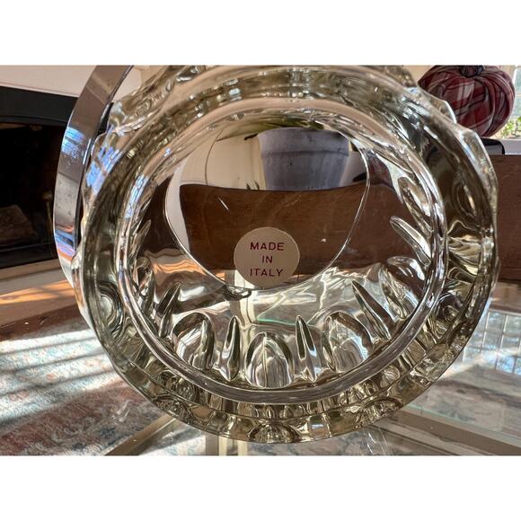 Vintage Glass Ice Bucket with Silver Handle, Barware  Made in Italy - Picture 10 of 10